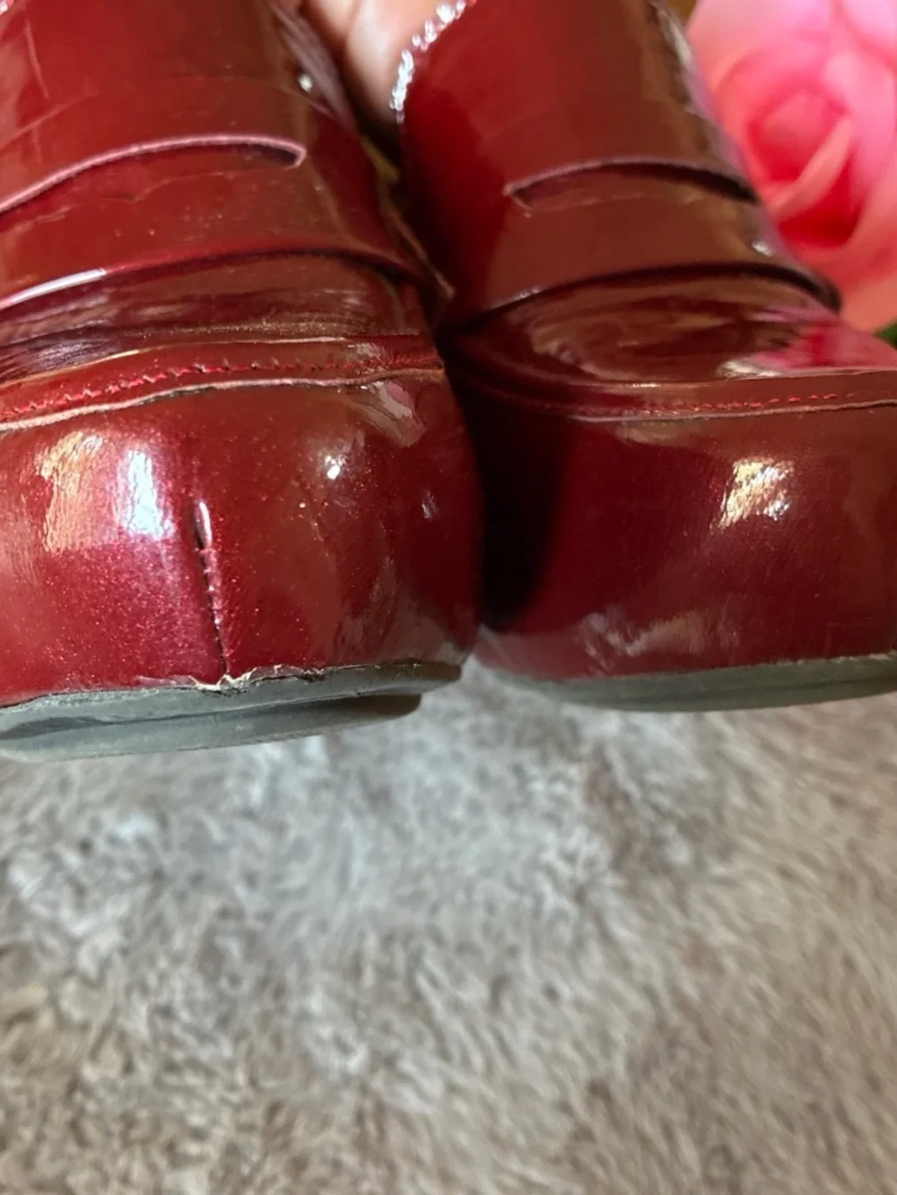 me too Burgundy Patent Platform Heels